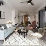 Tapis shaggy blanc et noir losange - Vignette | Mon-tapis-shop