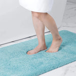Tapis moelleux de salle de bain bleu turquoise - Vignette | Mon-tapis-shop