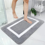 Tapis moelleux de salle de bain gris et blanc - Vignette | Mon-tapis-shop