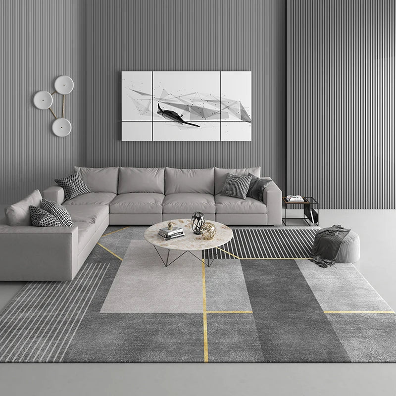 Tapis de salon moderne gris dynamique