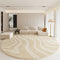 tapis rond salon épais beige à vagues