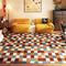 Tapis salon vintage à carreaux doux
