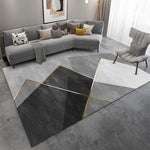 Tapis salon ou salle à manger gris, noir et doré - Vignette | Mon-tapis-shop