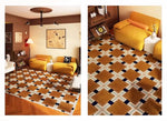 Tapis rétro à carreaux marron pour salon ou salle à manger - Vignette | Mon-tapis-shop