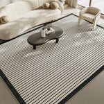Tapis salon ou salle à manger vintage blanc à lignes noir (2modèles) - Vignette | Mon-tapis-shop