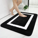 Tapis moelleux de salle de bain noir et blanc - Vignette | Mon-tapis-shop