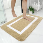Tapis moelleux de salle de bain crème et blanc - Vignette | Mon-tapis-shop