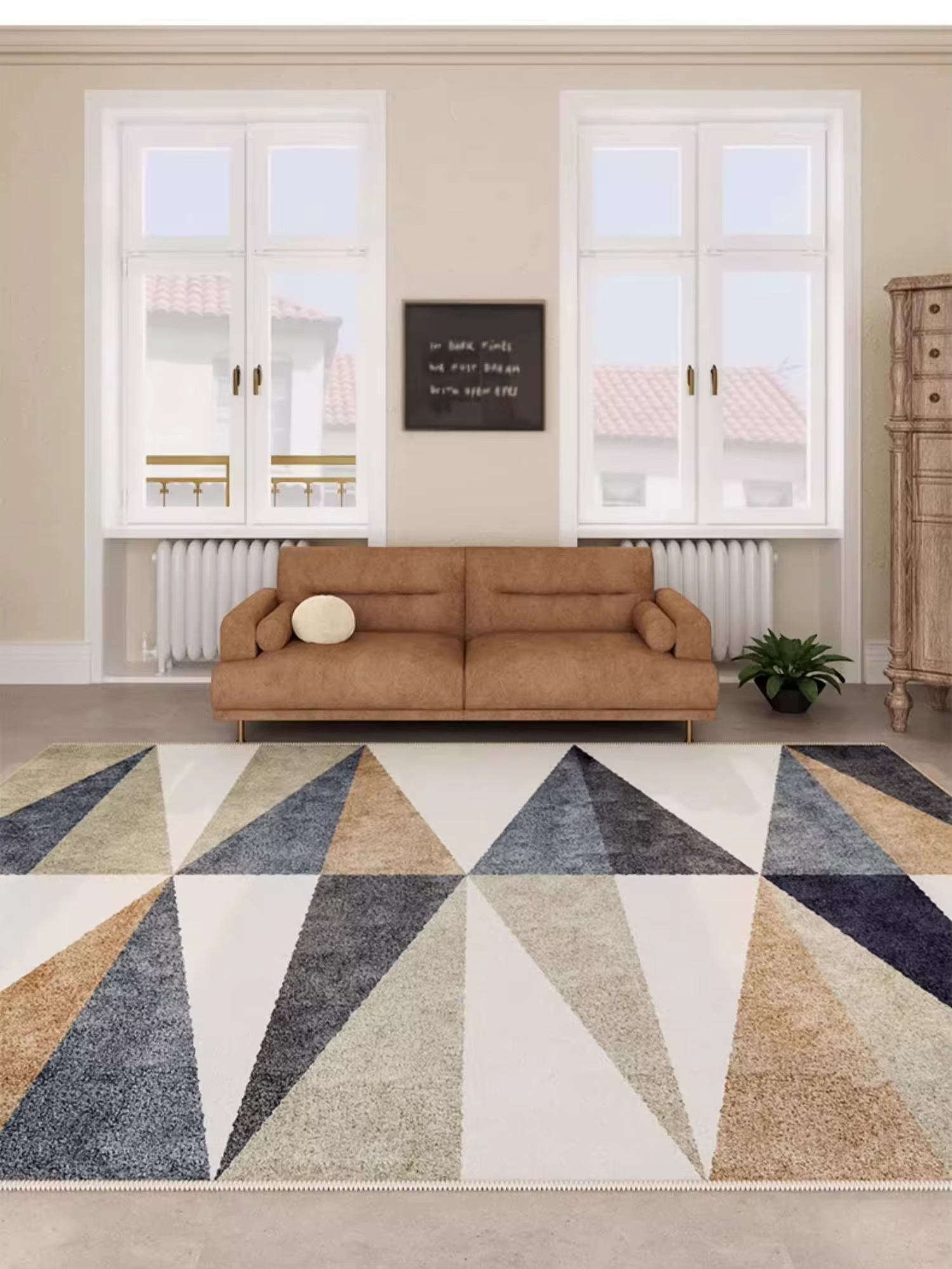 Tapis moderne coloré Tania, teintes beige et bleu