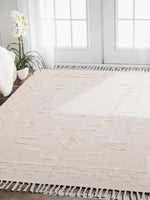 Tapis en coton fait à la main beige à motifs - Vignette | Mon-tapis-shop