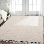 Tapis en coton fait à la main beige à motifs - Vignette | Mon-tapis-shop