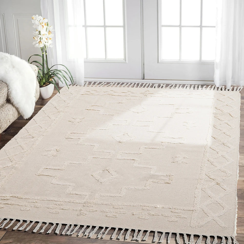 Tapis en coton beige élégant