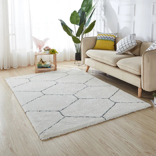 Tapis shaggy blanc et noir Vita