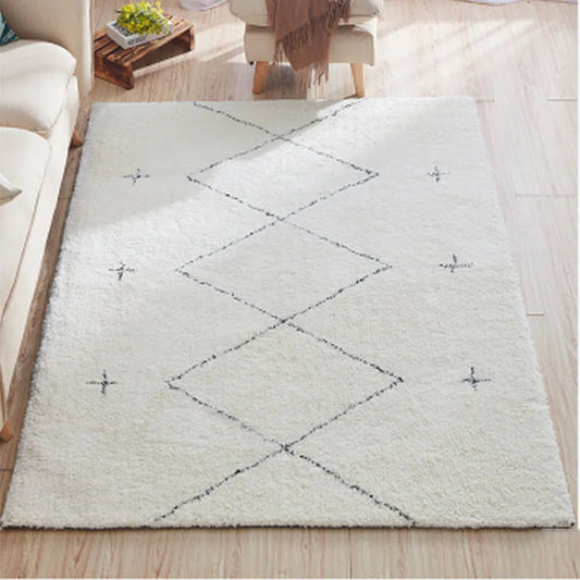 Tapis shaggy moelleux motif géométrique