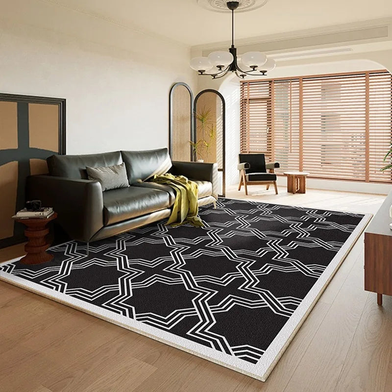 Tapis noir et blanc, style sophistiqué