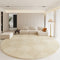 tapis rond salon épais beige à carrés