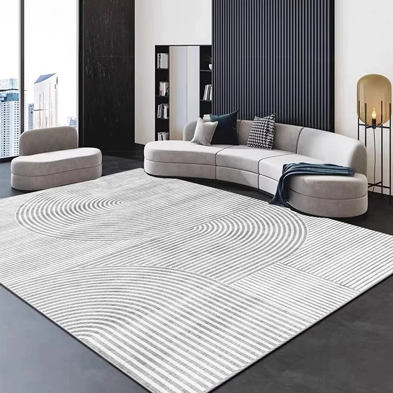 Tapis salon blanc et gris design élégant