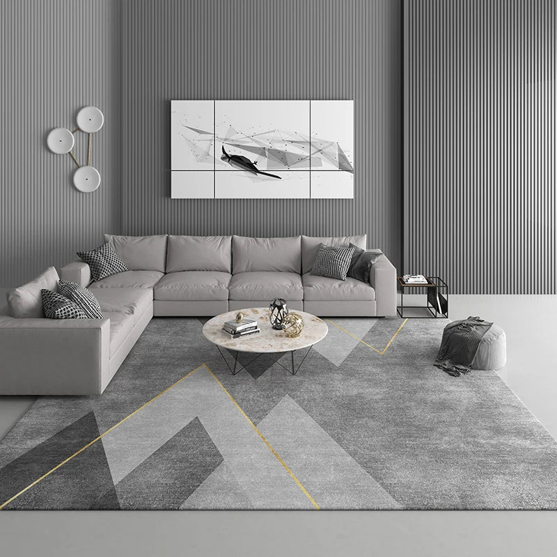 Tapis salon moderne géométrique gris élégant