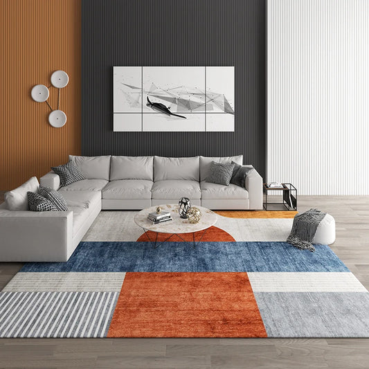 Tapis de salon moderne coloré, design géométrique