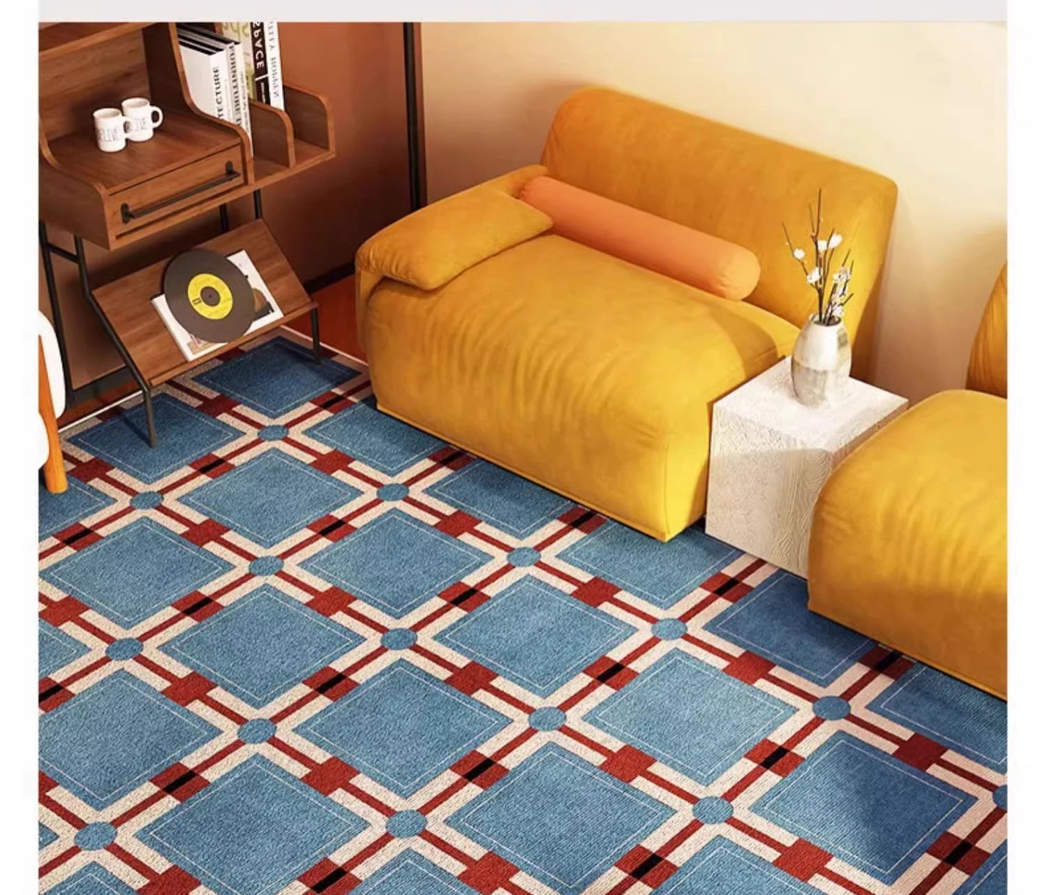 Tapis rétro à carreaux audacieux