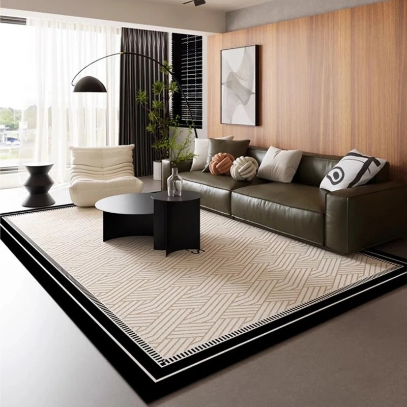 Tapis salle à manger blanc et noir contemporain