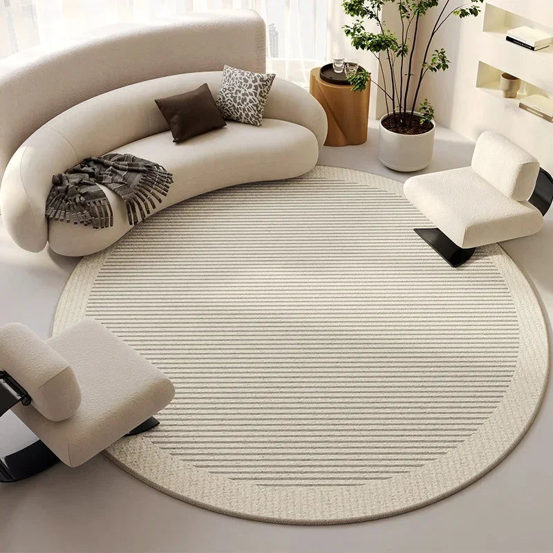 Tapis rond de salon beige moderne