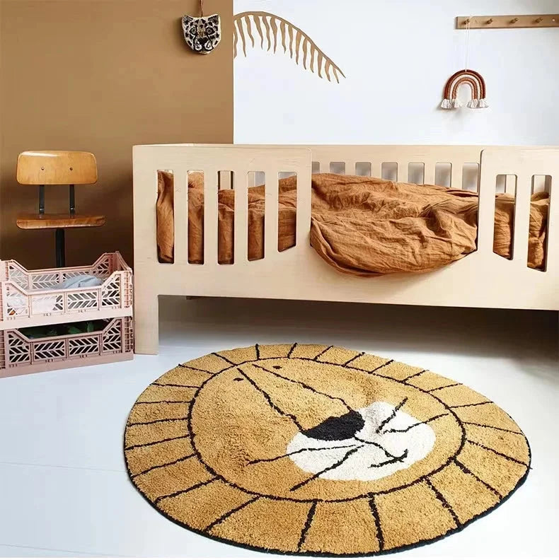 Tapis rond enfant Lion doux
