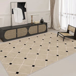 Tapis de salon vintage beige à petits carrés noirs - Vignette | Mon-tapis-shop