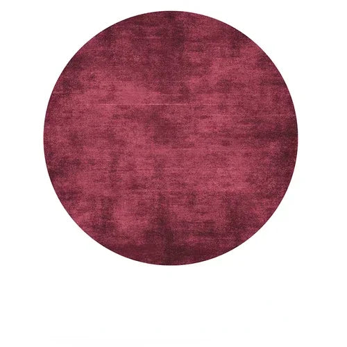 Tapis rond de salon rouge bordeaux