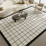 Tapis salon ou salle à manger vintage noir à carrés blancs - Vignette | Mon-tapis-shop