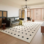 Tapis chambre ou salon blanc à carrés noir - Vignette | Mon-tapis-shop