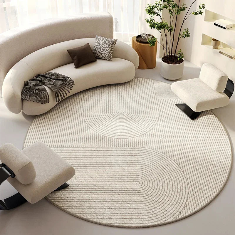 Tapis rond de salon beige élégant